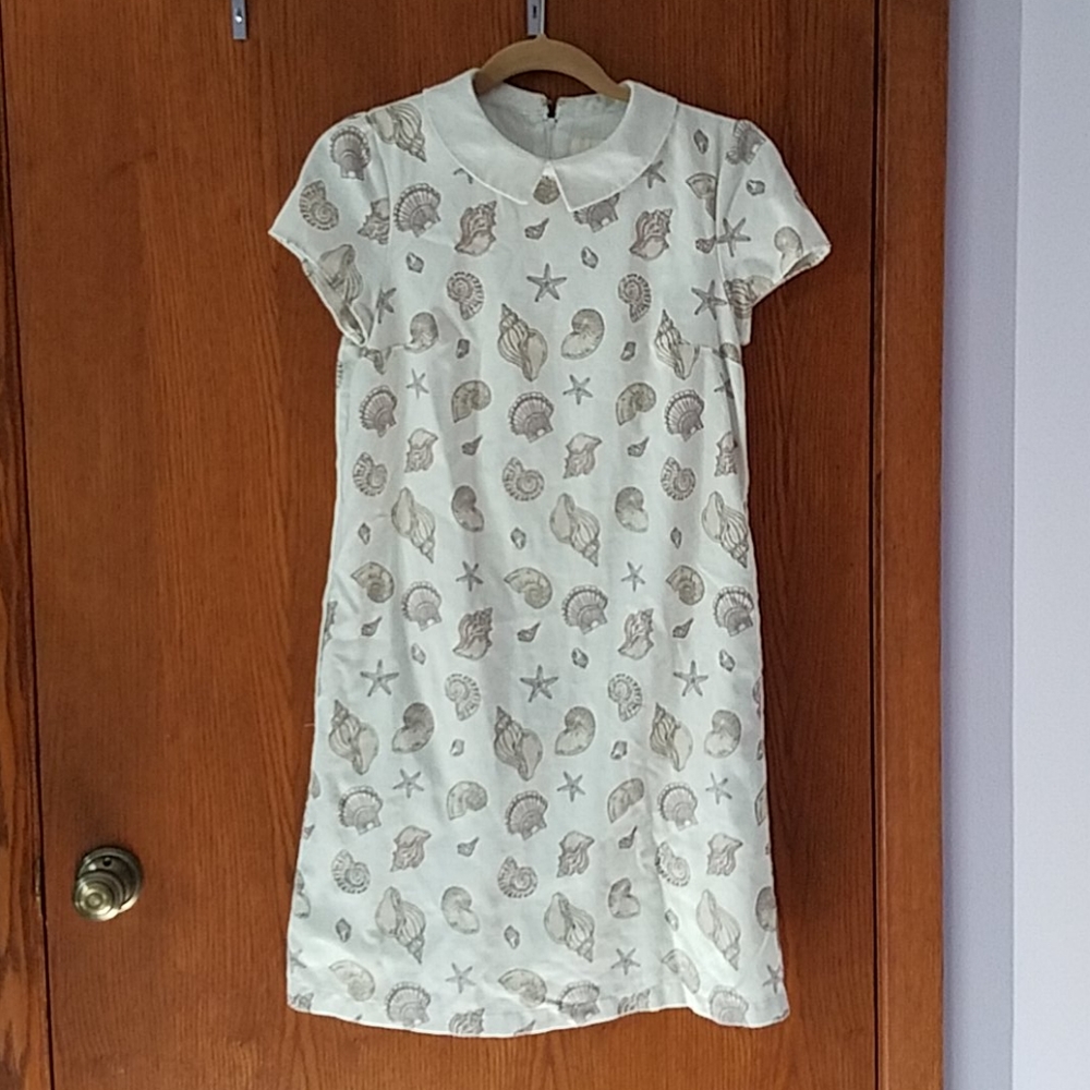 Modcloth Saltwater Melodies Shift Dress Neutral